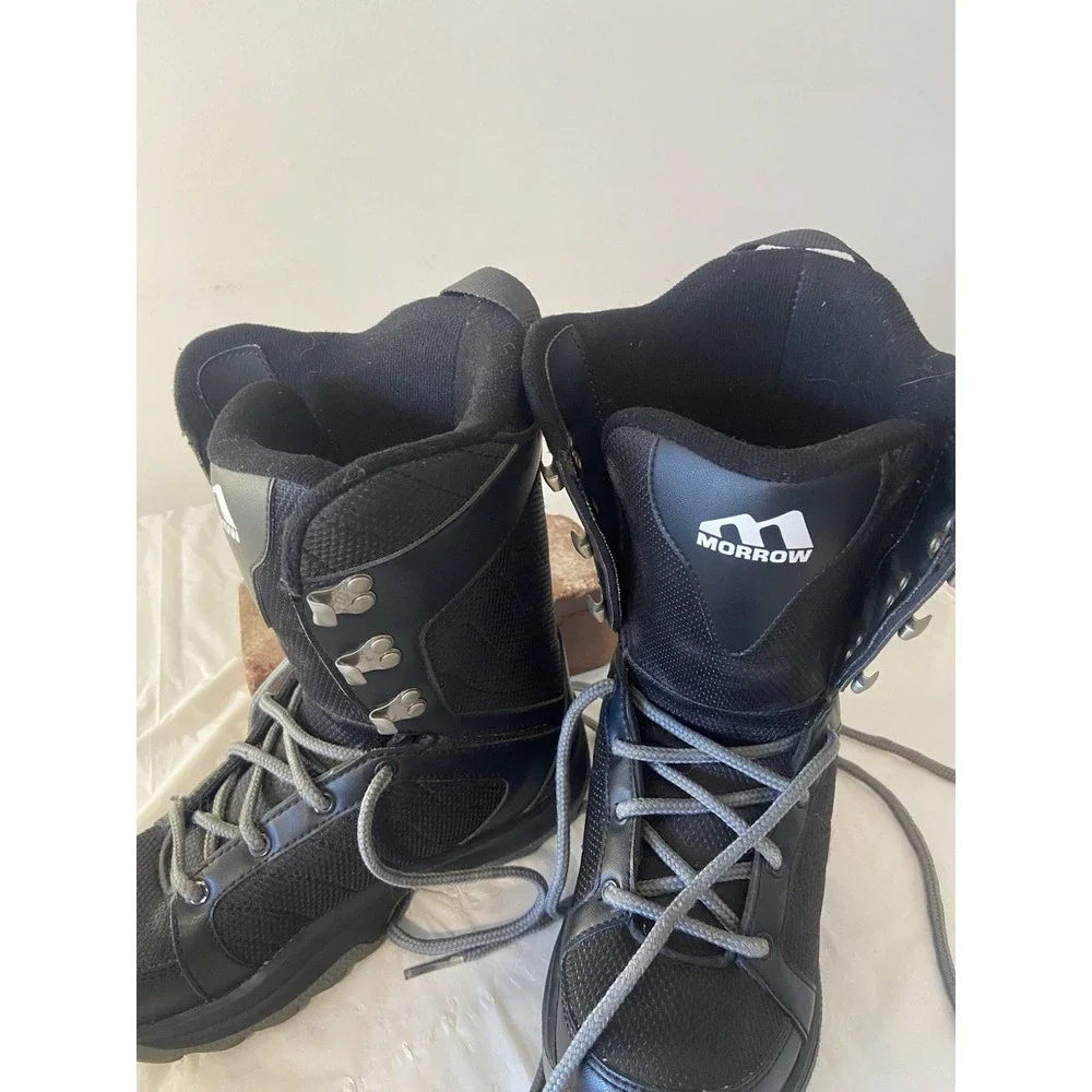 Kids Morrow Black Slick Lace Up Snowboard Boots-New‎ Without Box-Size 4